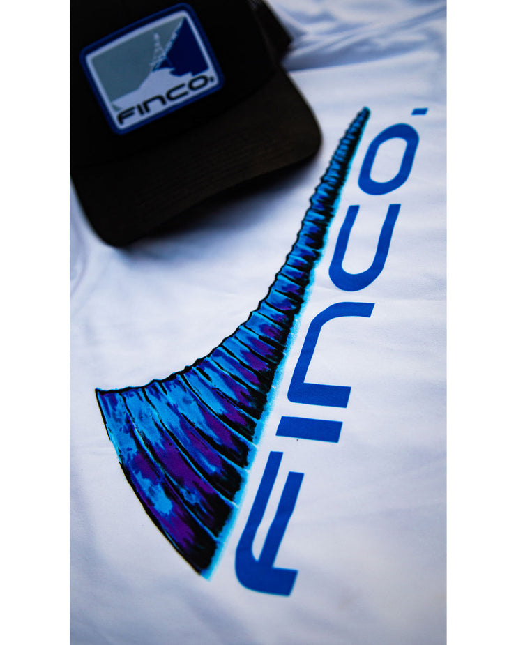 Blue Marlin Long Sleeve Performance in White