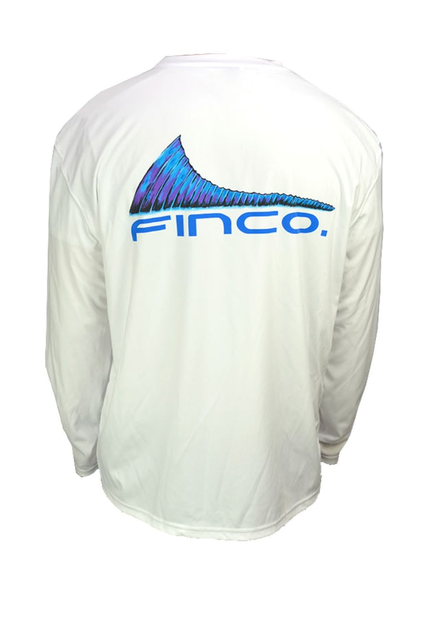 Blue Marlin Long Sleeve Performance in White